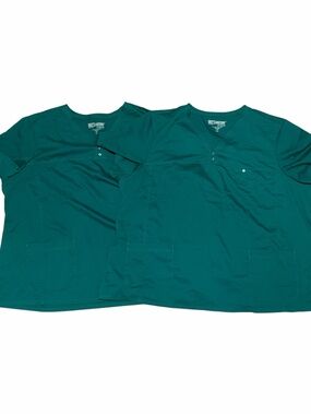 NWT 2 GREY’S ANATOMY SCRUB TOP 3 Pocket V-Neck Tonal Stitch 5xl Green 41340
